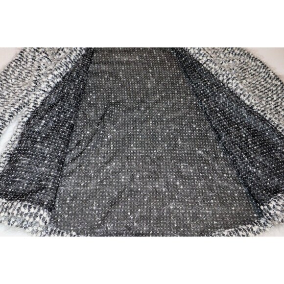 Muse Boucle Knit Cardigan Jacket Black White Textured Open Front Old Money Chic - Picture 9 of 9